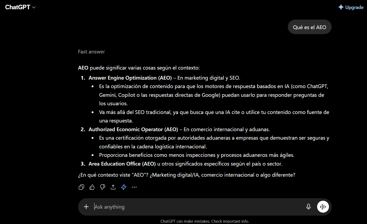 Búsqueda típica en ChatGPT